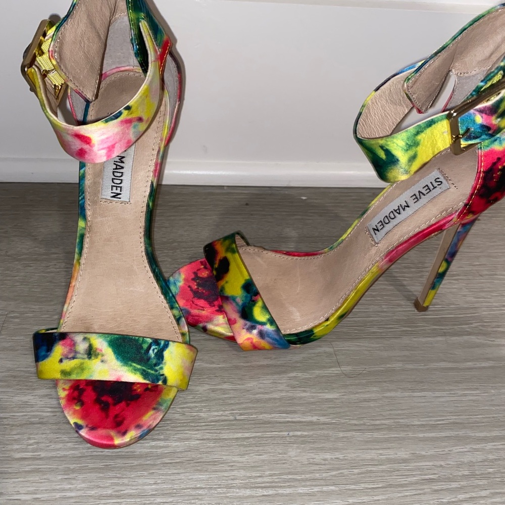 Steve Madden Open Toe Heels,Multi Color, Floral - image 5